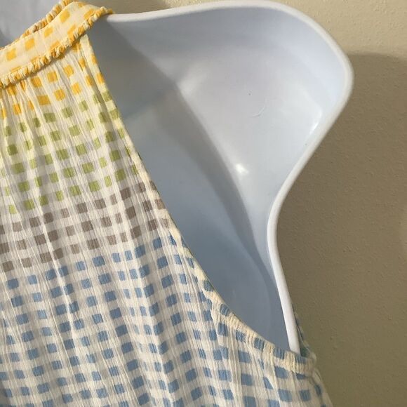 LC Lauren Conrad Gingham Cottagecore Springtime Easter Colorful Tassel Blouse XS - Picture 10 of 12